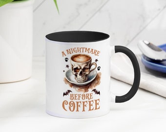 Pesadilla antes del café Taza de Halloween / Taza de café de Halloween / Regalo de Halloween / Elección de colores de taza disponibles / Regalos menores de 10 años