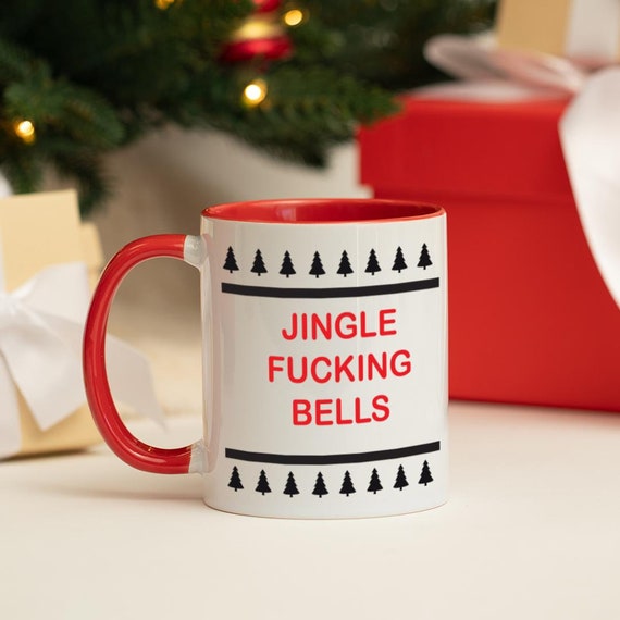 Rude Novelty Christmas Mug Jingle Fucking Bells Coffee Choice of Mug Colours Available Christmas Gifts Under 10 Secret Santa Etsy UK