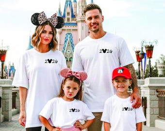 2026 Disney Trip Matching T-shirts, Disneyland / Disneyworld / Disneyland Paris Family Holiday / Vacation in various colours.