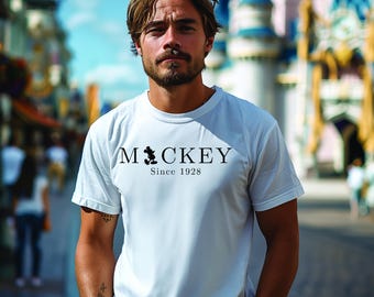 Disney Fashion T-Shirt 'Mickey Since 1928' T-shirt - ideal for your Disney 2026 trip, available in various colours.