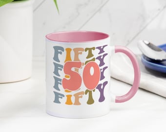 Personalised 50th Birthday Mug | Novelty Birthday Mug | Coffee Mug | Choice of colours | Gifts Under 10 | 50th Birthday Gift Idea