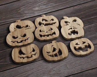 Podkładki na Halloween svg, Podkładka pod kubek z dyni, wycinana laserowo podstawka ścienna Glowforge Cricut SVG DXF Pliki do cięcia laserowego CnC, podstawki pod kubek z dyni