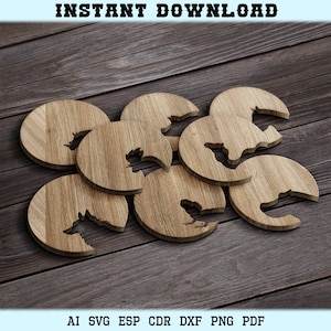 Animals Coasters, Glowforge Cut Files Coasters and Trivets Wood Panels Wall Decor Modern Laser Cut DXF Files CNC Laser Cutting Glowforge