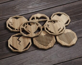 Glowforge Hearts Podkładki i podstawki wycinane laserowo Podgrzewane panele drewniane Dekoracje ścienne Wycinane laserowo Pliki cyfrowe SVG DXF Cięcie laserowe CNC Glowforge