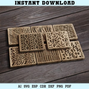 Geometrische vierkante Coaster Trivet Square Wall Decor Geometrische DXF Trivet sjablonen Vector digitale SVG-bestanden Download CNC-lasersnijden-bestanden