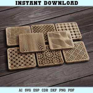 Glowforge Modern Coasters SVG Wood Trivets Geometric Coaster Grill Home Decor Vector Digital SVG DXF Files Glowforge svg Cut Plasma Cricut