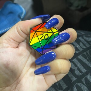 D20 Hard Enamel Pride Rainbow Pin Gift Dungeon Master Trans Pride