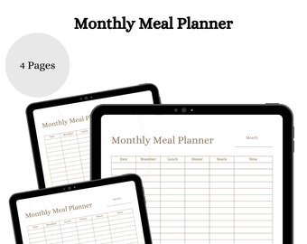 Monthly Meal Planner: Streamline Meal Organization with Efficient Meal Plan Template - Simplify Cooking and Enhance Nutrition!