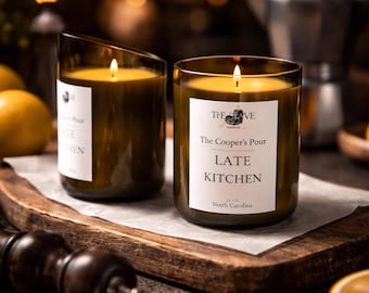 Former wine & bourbon bottles - New purpose - Small batch candles in hand-cut glass