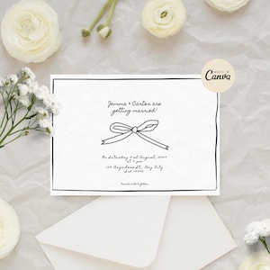 WEDDING SAVE the DATE Template | Whimsical Hand Drawn Scribble Bow Illustration Save the Date | Funky Wedding Digital Download
