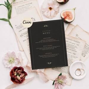 Vintage Elegant Wedding Menu Template, Printable Wedding Menu, Wedding Menu Card, Vintage Menu Card, Menu Wedding, Menu Card