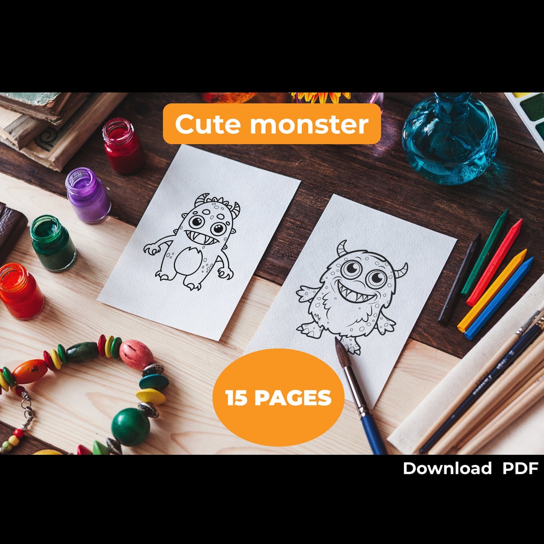 Cute Monster: Coloring Book for Creativity. for Kids, Adults. Drawing ...