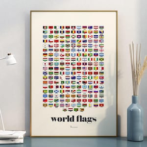 World Flags Print, Flags of the World Wall Art, Country&#39;s National Flags - Shipped Print, Frame, Canvas or Digital File