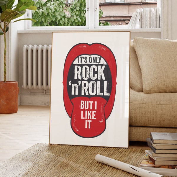 It's Only Rock 'N' Roll But I Like It, Rolling Stones Lyrics Print, Music Poster, Rock Wall Art Decor - Shipped Print, Frame or Canvas