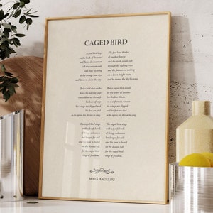 Caged Bird, poesia di Maya Angelou, citazione femminista, arte murale - Stampa spedita, cornice, tela o file digitale