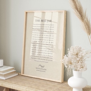 The Bell Jar, Sylvia Plath Quote Art - Print, Frame, Canvas or File