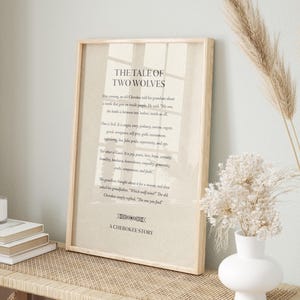 The Tale of Two Wolves, A Cherokee Story - Print, Frame, Canvas or File