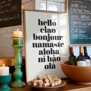 Stampa Hello, Ciao, Bonjour, Aloha, Welcome Hallway Wall Art - Stampa, Cornice, Tela o File Digitale