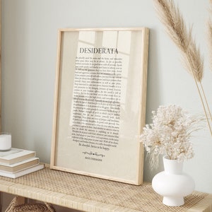 Desiderata, de Max Ehrmann Impresión, poesía inspiradora, arte mural literario - Impresión, marco, lienzo o archivo digital enviados