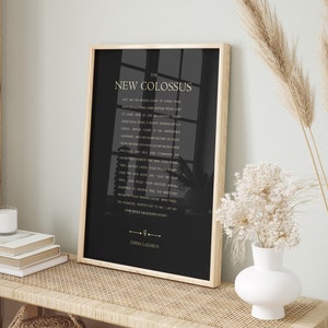 The New Colossus Art Print, poesia di Emma Lazarus, Statua della Libertà, citazione sulla libertà, nero e oro - Stampa spedita, cornice, tela o file digitale