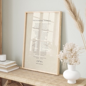 Phenomenal Woman, Poem by Maya Angelou, Feminist Quote Wall Art - Shipped Print, Frame, Canvas or Digital File