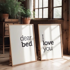 Zestaw 2 wydruków do sypialni, Drogi Bed I Love You, Sztuka ścienna do sypialni, Prezent na parapetówkę - Wysłany wydruk, rama, płótno lub plik cyfrowy