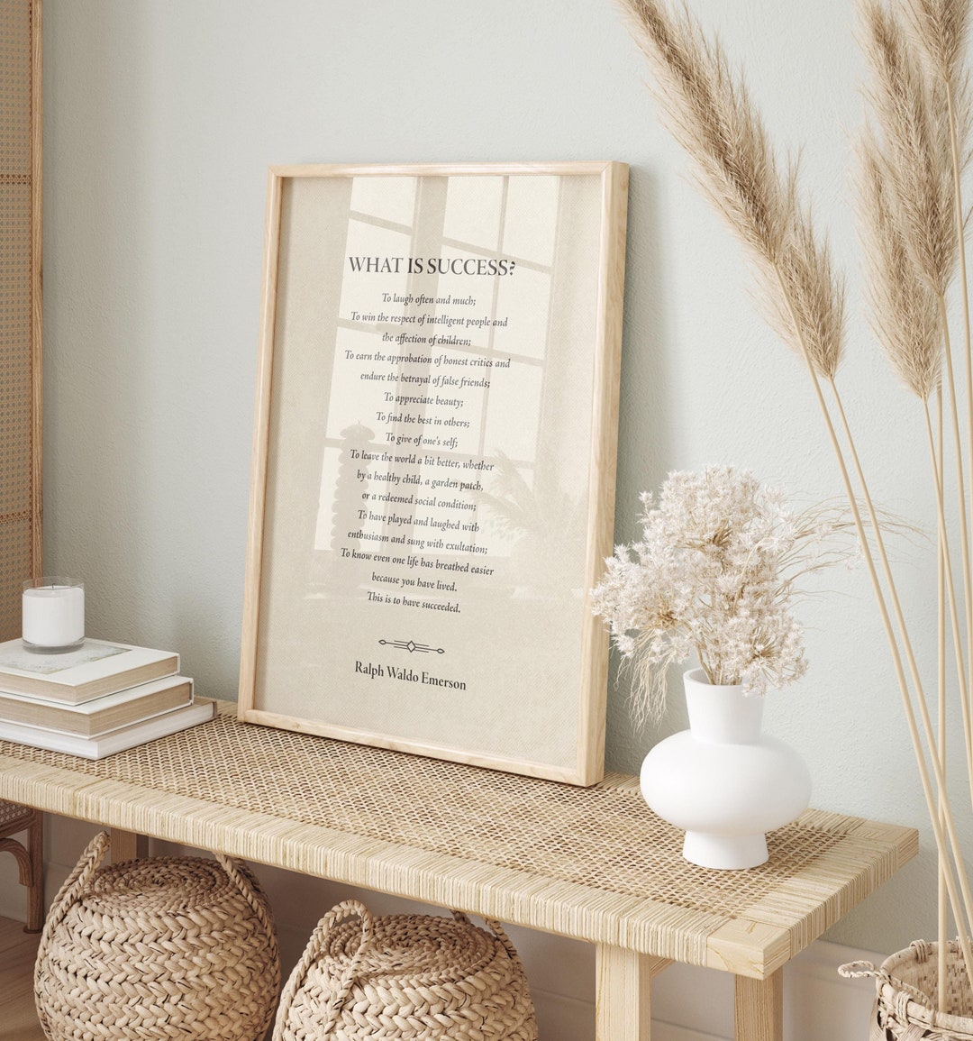 What is Success, Ralph Waldo Emerson Poem Wall Art - Print, Frame ...