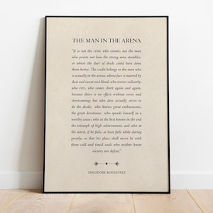 The Man In The Arena, Theodore Roosevelt Quote Art - Print, Frame, Canvas or File