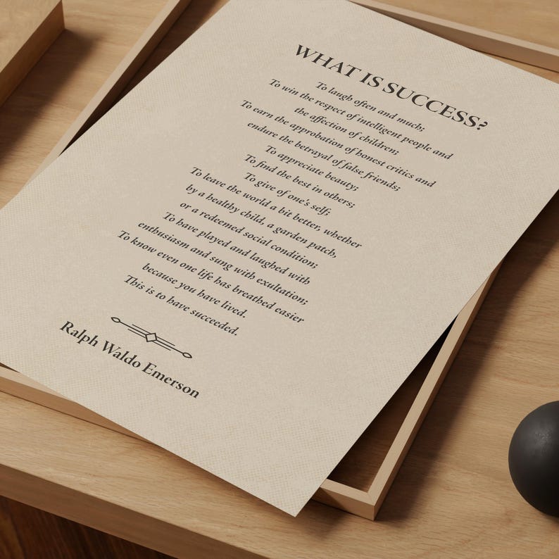 What is Success Print, Ralph Waldo Emerson Poem, Inspirational Wall Art - Shipped Print, Frame, Canvas or Digital File