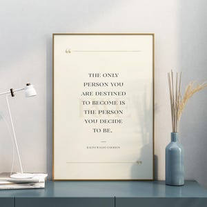 Ralph Waldo Emerson Self Growth Quote, Motivational Wall Art - Print, Frame, Canvas or File