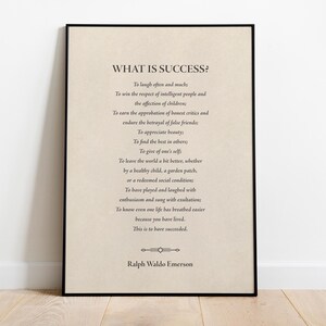 What is Success Print, Ralph Waldo Emerson Poem, Inspirational Wall Art - Shipped Print, Frame, Canvas or Digital File