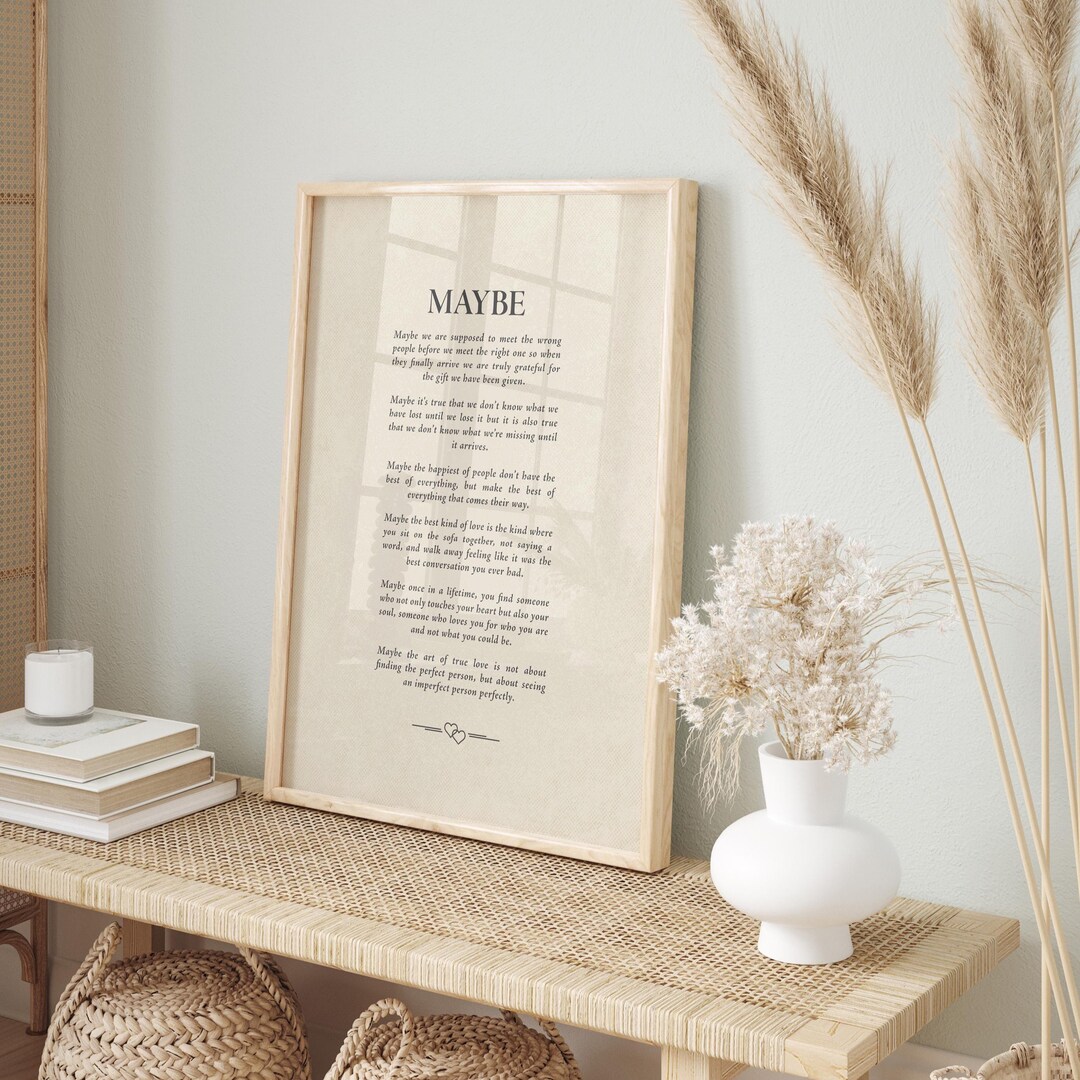 Maybe Wedding Poem Print, Marriage Poetry Wall Art, Romantic Love Decor ...
