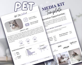 Pet Influencer Media Kit Canva Template: Cat Instagram Press Kit (Digital Download)