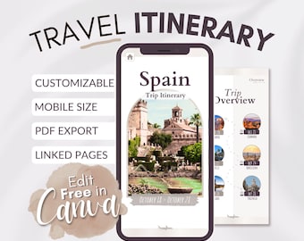 Spain Travel Itinerary Template: Mobile Trip Planner (Digital Download)