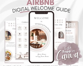 Boho Airbnb Welcome Guide: Mobile Guest Book Canva Template (Digital Download)