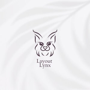 May include: A black and white line drawing of a lynx's face with the text "Layout Lynx" below it.