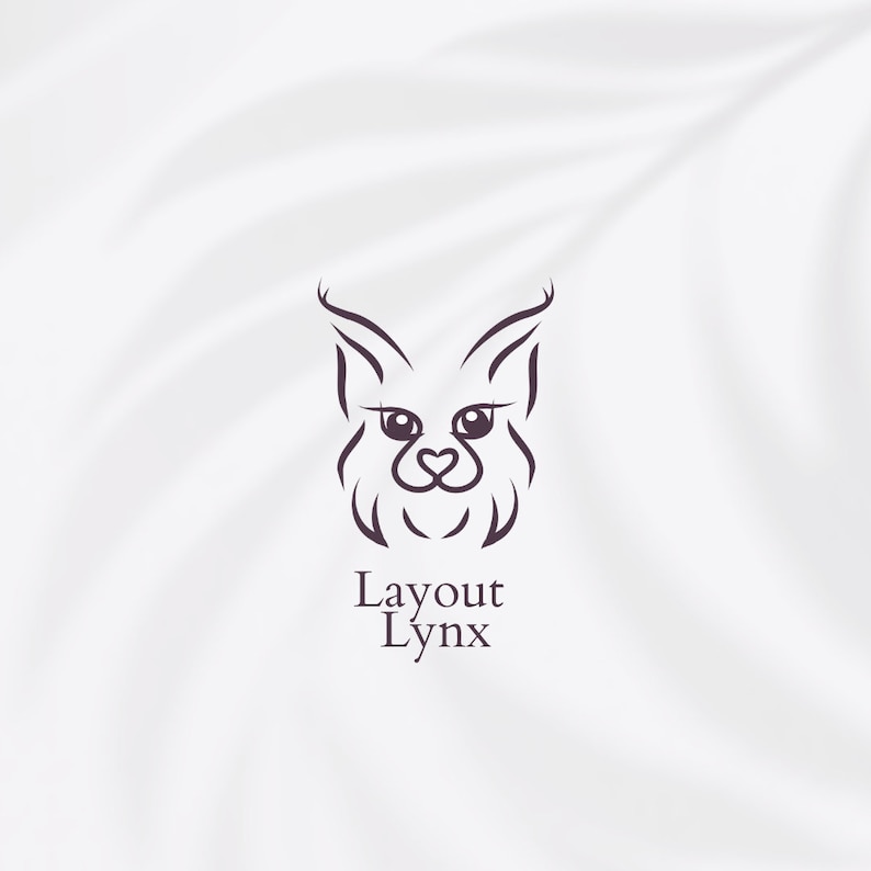 May include: A black and white line drawing of a lynx's face with the text "Layout Lynx" below it.