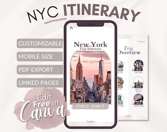 New York City Trip Itinerary Template | Mobile Travel Planner (Digital Download)