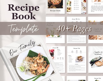 Editable Cook Book Template: Classic Recipe Ebook Design (Canva, US Letter/A4) (Digital Download)