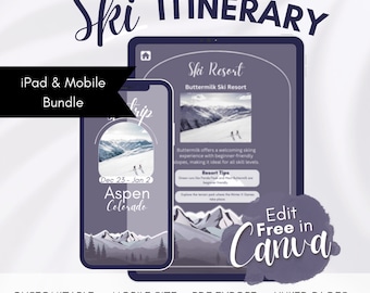 Ski Trip Itinerary Template: Mobile & iPad Travel Planner (Digital)
