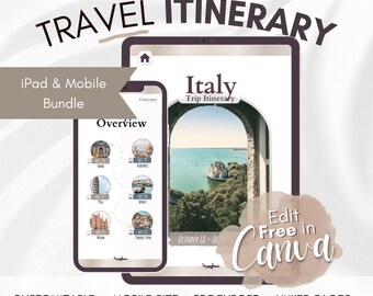 Italy Trip Itinerary Template: Mobile & iPad Travel Planner (Digital)