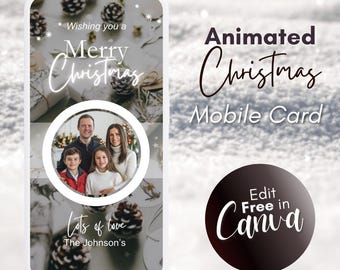 Animated Christmas Mobile Card: Editable Xmas Template (Canva)