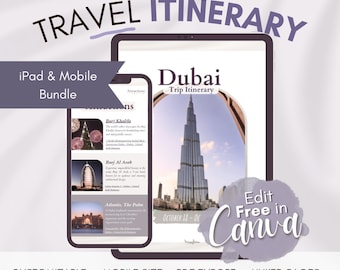 Dubai Trip Itinerary Template: Mobile & iPad Travel Planner (Digital)