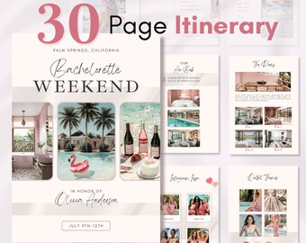 Bachelorette Itinerary Template: Elegant Weekend Trip Planner (Editable Canva Template)