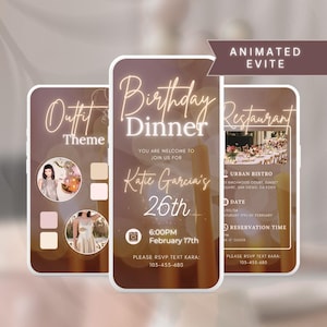 Digital Birthday Dinner Evite | Animated Invitation: Editable Canva Template