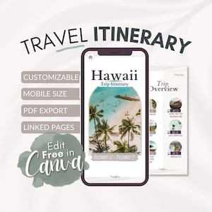 Travel Itinerary Template | Travel Planner | Hawaii Itinerary | Trip Itinerary | Travel marketing | Travel agent | Mobile Itinerary