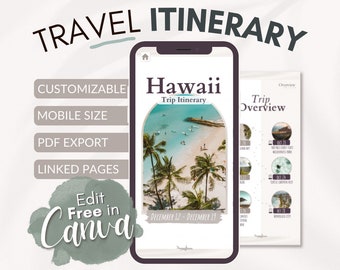 Hawaii Travel Itinerary Template | Mobile Trip Planner (Canva PDF)