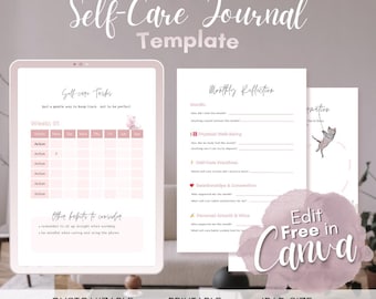 Self-Care Journal Canva Template: Printable Self-Love Worksheets (PDF Download)