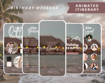 Animated Birthday Weekend Itinerary Template (Digital)