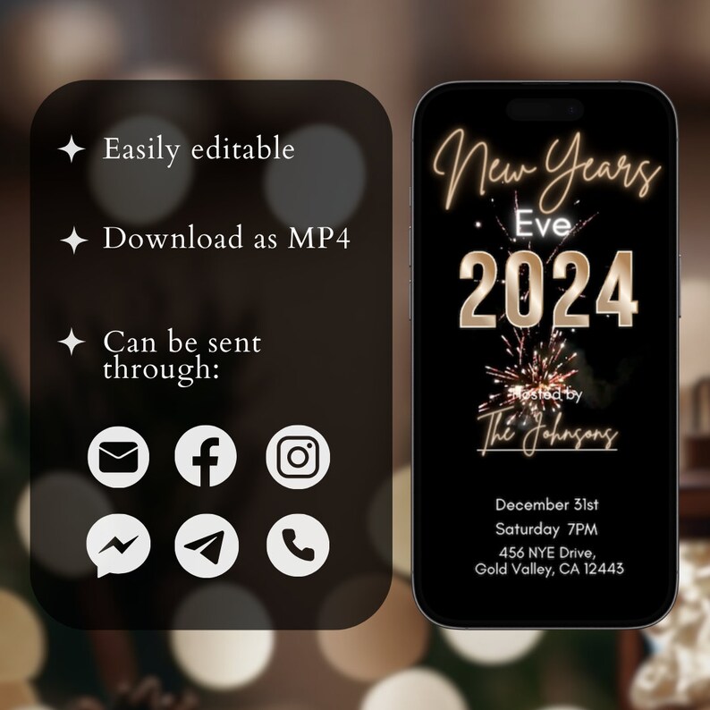 New Years Eve Party Invite Template NYE Video Invitation New Years New Years Eve Party Invite Template NYE Video Invitation New Years